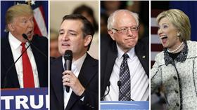 川普,克魯茲,桑德斯,希拉蕊（合成圖／美聯社／達志影像）