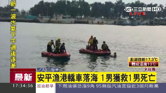 安平漁港驚傳轎車落海　駕駛生命垂危