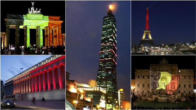 圖／聲援比利時！各國亮「黑黃紅」燈