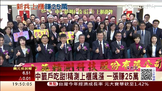 中華精測上櫃飆漲　一張大賺25萬元