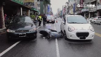 機車閃不及嚇到自摔　騎士暴怒罵駕駛