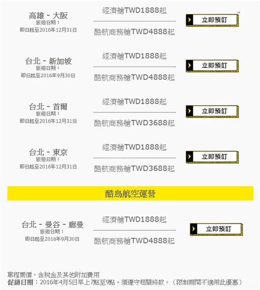▲酷航將在明日推出周二閃人特價！台北飛韓國首爾含稅票價新台幣1888元起。（圖／酷航）