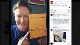 康納秀,康納歐布萊恩,台灣,粉絲,國家,信(臉書 https://www.facebook.com/teamcoco/photos/a.109915929067298.5766.108905269168364/1131355986923282/?type=3&theater)
