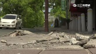 磁磚碎、地裂開　阿蘇道路肝腸寸斷