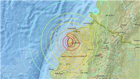 厄瓜多地震 (美國地質調查中心截圖)
