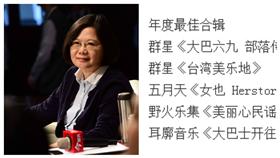 台灣美樂地入圍大陸金曲獎／音悅官網、蔡英文臉書