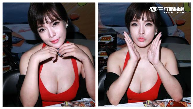 火紅色洋裝太過分　女模雙乳呼之欲出