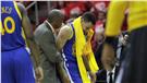 Stephen Curry膝傷退場(圖／美聯社／達志影像)
