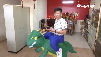 願賭服輸做公益　男穿恐龍裝撿垃圾