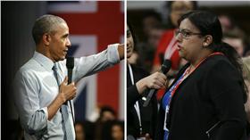 學生Maria Munir向歐巴馬出櫃。（合成圖／美聯社／達志影像）