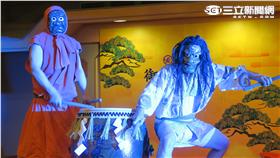 石川縣無形文化財「御陣乘鬼面太鼓」，即日起三天在北投加賀屋演出。（圖／記者簡佑庭攝影）