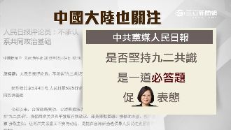 中美施壓蔡英文　九二共識成就職必答