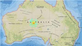 澳洲地震震央（圖／翻攝自USGS）