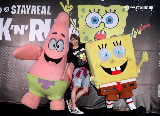 阿喜出席海綿寶寶聯名路跑記者會。（記者邱榮吉/攝影）