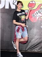 阿喜出席海綿寶寶聯名路跑記者會。（記者邱榮吉/攝影）