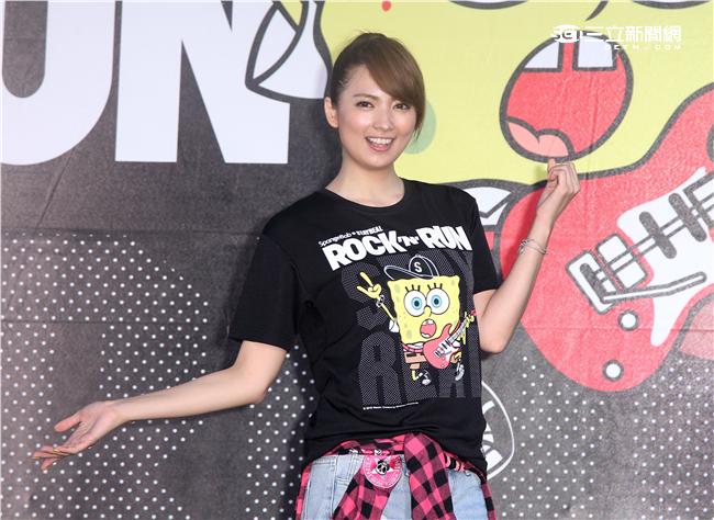 阿喜出席海綿寶寶聯名路跑記者會。（記者邱榮吉/攝影）