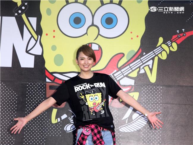 阿喜出席海綿寶寶聯名路跑記者會。（記者邱榮吉/攝影）