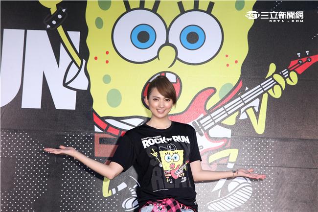 阿喜出席海綿寶寶聯名路跑記者會。（記者邱榮吉/攝影）