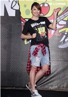 阿喜出席海綿寶寶聯名路跑記者會。（記者邱榮吉/攝影）