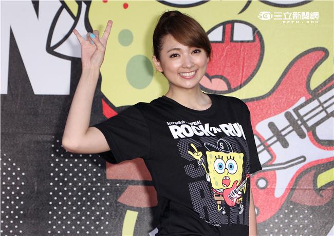 阿喜出席海綿寶寶聯名路跑記者會。（記者邱榮吉/攝影）