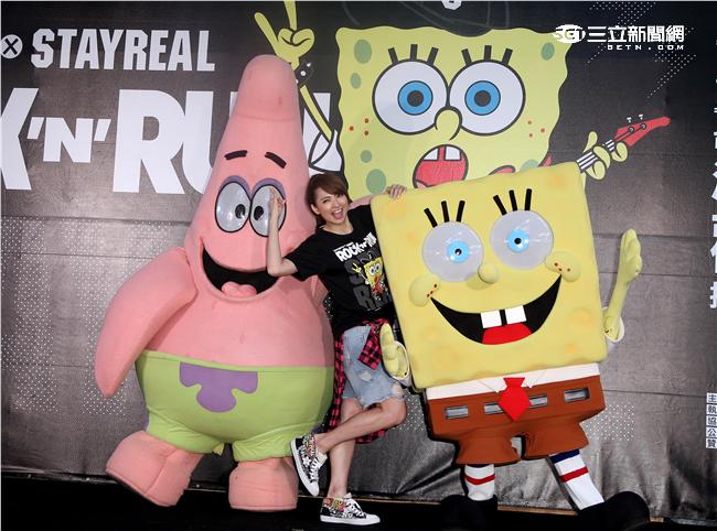 阿喜出席海綿寶寶聯名路跑記者會。（記者邱榮吉/攝影）