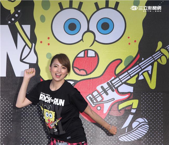 阿喜出席海綿寶寶聯名路跑記者會。（記者邱榮吉/攝影）