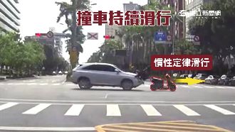 騎士急煞倒路邊　無人車滑行還甩尾！