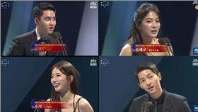 百想藝術大賞紅毯照　翻攝自韓媒 宋慧喬　宋仲基　ＤＯ　秀智