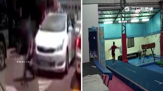 沒走斑馬線遭撞　體操姿勢完美落地！