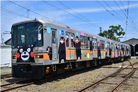 熊本熊彩繪列車。（圖／翻攝自熊本電気鉄道臉書粉絲頁）