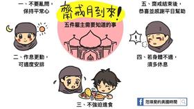 移民,勞工,伊斯蘭教,回教,齋戒月,飲食,過年,文化,信仰(臉書 https://www.facebook.com/fanamericantime/photos/a.264253540590888.1073741828.264112860604956/276946869321555/?type=3&theater)