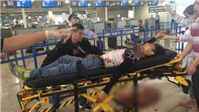 上海浦東機場爆炸案傷患。（圖／翻攝自網路）