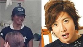 木村拓哉替災民煮飯。（圖／左翻攝自twitter、右翻攝自臉書）