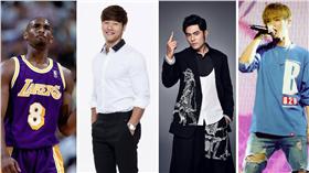 翻攝自KOBE臉書 金鐘國臉書粉專 周杰倫臉書 UNIQ李汶翰微博 合成圖