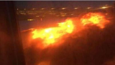 新航客機起飛後故障　落地機翼起火