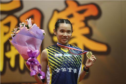 羽球好手戴資穎（圖）3日在台北羽球公開賽冠軍賽，
擊敗世界第8的中國大陸女將王適嫻，拿下冠軍。
中央社記者徐肇昌攝  105年7月3日