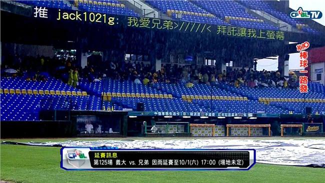 雨勢過大　中信義大洲際之戰延賽