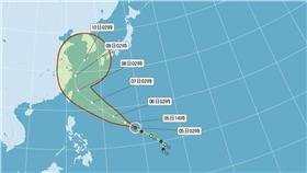 輕度颱風尼伯特潛勢路徑圖／中央氣象局官網