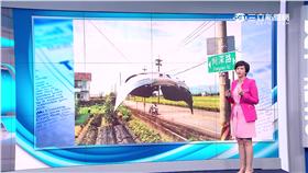 路邊懸跨車體殘骸　圖／翻攝自自由時報