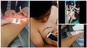 ▲電擊拍照（合成圖／翻攝自美拍、秒拍）