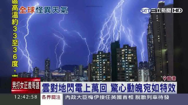 比煙火更壯觀！香港7小時閃電上萬次