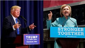 美國總統候選人希拉蕊（Hillary Clinton）、川普（圖／路透社／達志影像）