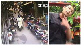 ▲37歲詹男頻頻製造假車禍，人稱西門町「手機哥」。（合成圖／翻攝畫面）