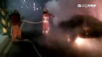 又火燒車！轎車駕駛疑酒駕自撞起火