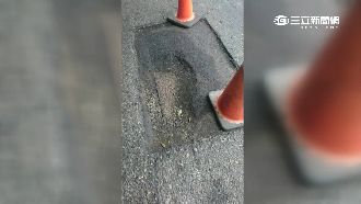 合歡山路面施工破損　害2機車慘摔