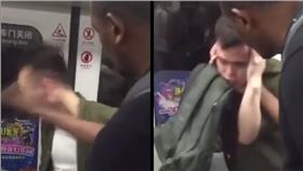 非裔男在地鐵掌摑中國男/翻攝自http://ppt.cc/8XmcG