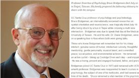美國,加州,UC Santa Cruz,UCSC,心理學,神經,心理生物,教授,布里奇曼,布里吉曼,Bruce Bridgeman,台北,演說,身亡,撞死,車禍-翻攝自UCSC官網