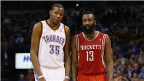 Kevin Durant與James Harden（圖／美聯社／達志影像）
