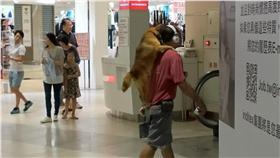 男子背柴犬逛百貨公司（圖／翻攝自PPT）