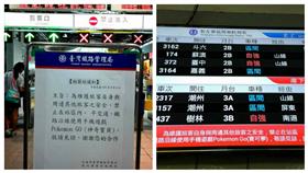 台鐵8/6公告：車站公告版：為維護旅客自身與周邊其他旅客之安全，禁止在站區內、平交道、鐵路沿線使用手機遊戲Pokemon GO （神奇寶貝），敬請見諒，謝謝您的合作。／翻攝自fun臺鐵臉書